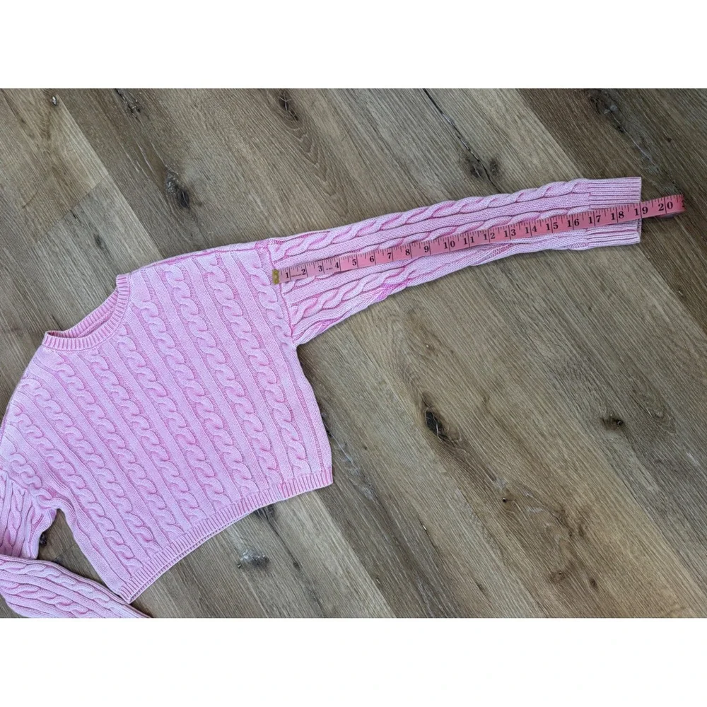 Aeropostale Cable Knit Cropped Sweater Womens S Pink Preppy Coquette Y2K Style